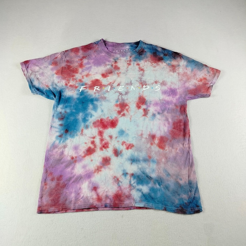 FRIENDS T Shirt Mens Size L The TV Series Tie Dye Short Sleeve‎ Crew Neck Retro